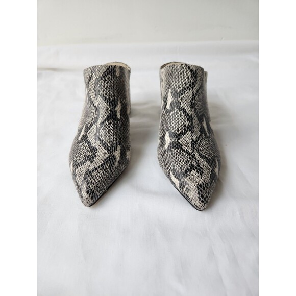 Marc Fisher 7 Ragni Gray Snake Leather Mule Pointed Toe 2.5"Block Heel Worn Once - Picture 4 of 10